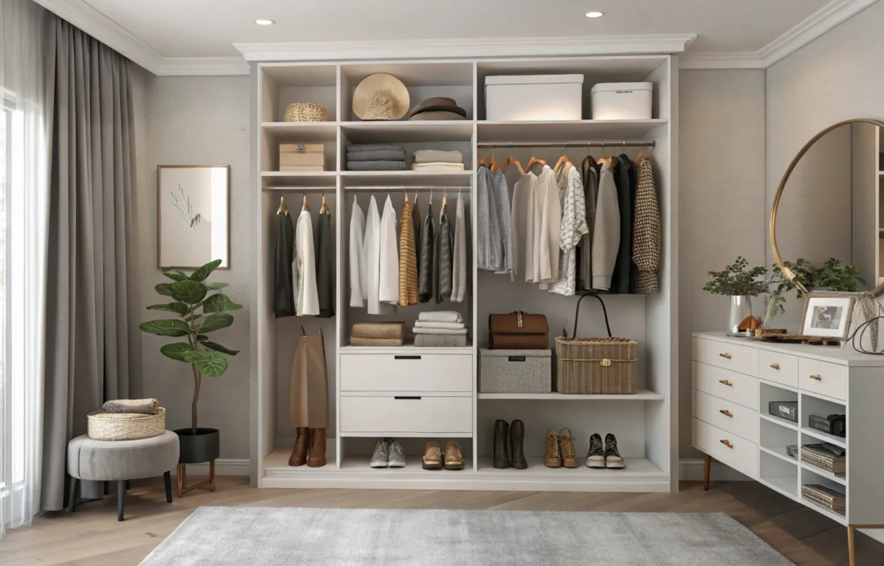 closet organization ideas with vanity