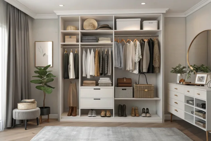 closet organization ideas with vanity