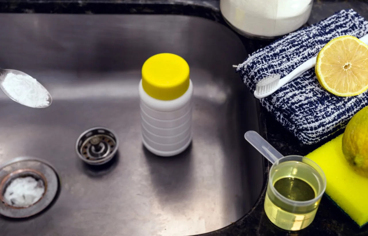 unclog drain with vinegar baking soda