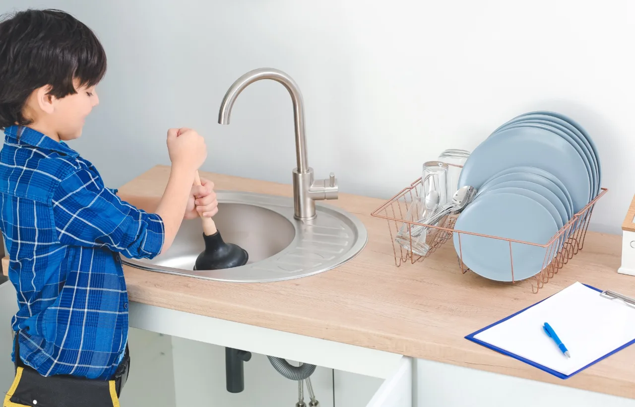 unclog kitchen sink